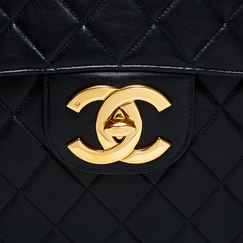 CHANEL No. 4 1996-1997 Big Matrasse Lambskin Chain Shoulder Bag black WS23010
