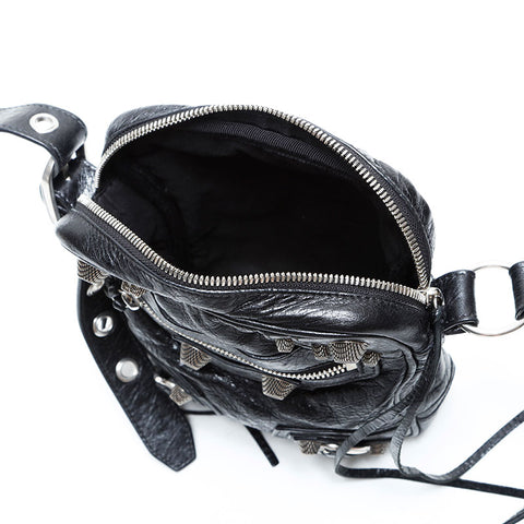 BALENCIAGA Le Cagole Leather Crossbody Shoulder Bag black WS23011