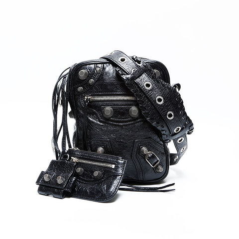 BALENCIAGA Le Cagole Leather Crossbody Shoulder Bag black WS23011