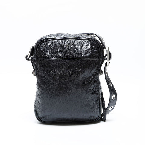 BALENCIAGA Le Cagole Leather Crossbody Shoulder Bag black WS23011