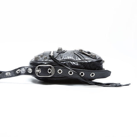 BALENCIAGA Le Cagole Leather Crossbody Shoulder Bag black WS23011