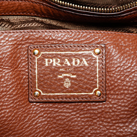 PRADA leather Tote Bag Brown WS23012