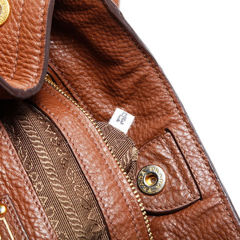 PRADA leather Tote Bag Brown WS23012