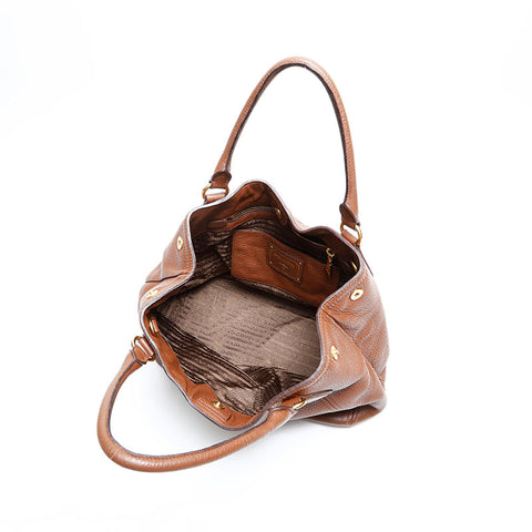 PRADA leather Tote Bag Brown WS23012