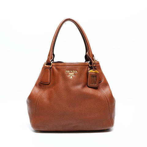 PRADA leather Tote Bag Brown WS23012