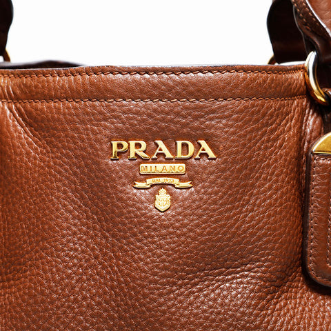 PRADA leather Tote Bag Brown WS23012
