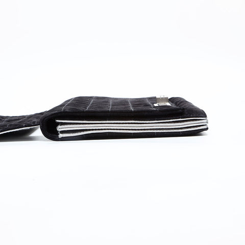 CHANEL No. 7 2002-2003 Suede 2.55 Chocolate Bar Shoulder Bag black WS23015