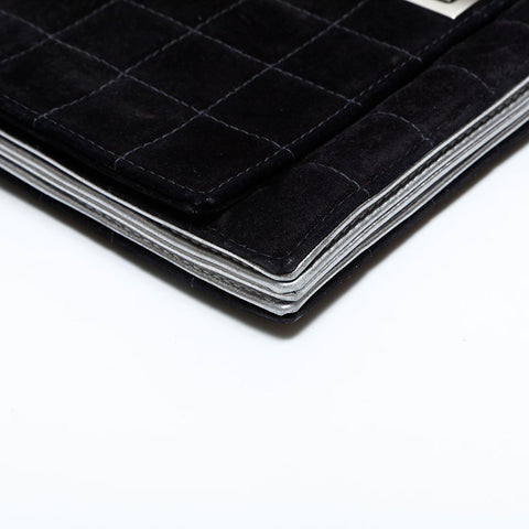 CHANEL No. 7 2002-2003 Suede 2.55 Chocolate Bar Shoulder Bag black WS23015