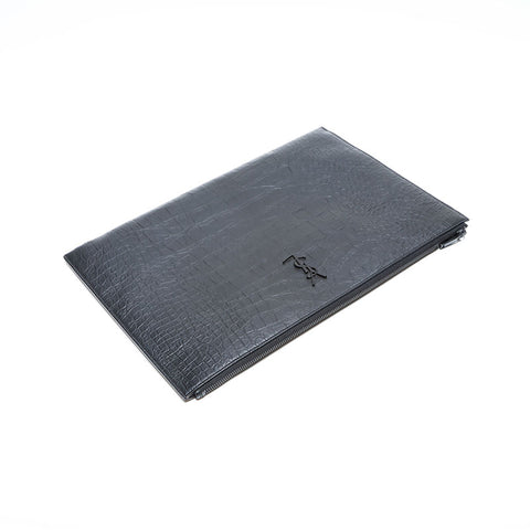 YVES SAINT LAURENT Embossed leather Clutch bag black WS23018