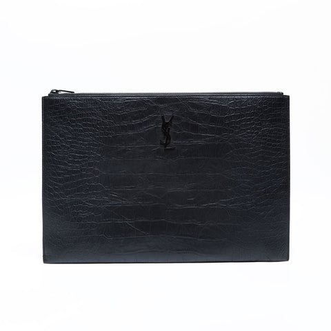 YVES SAINT LAURENT Embossed leather Clutch bag black WS23018