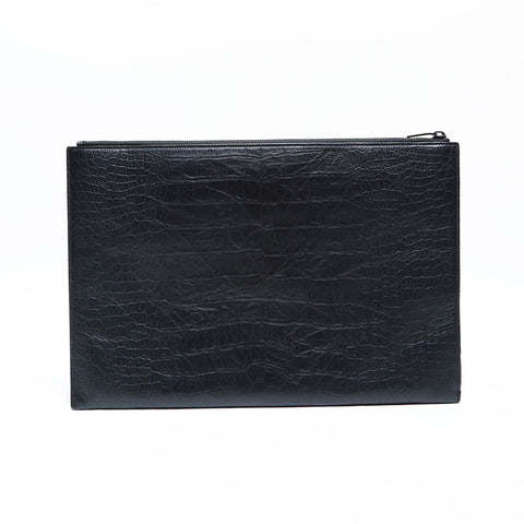YVES SAINT LAURENT Embossed leather Clutch bag black WS23018