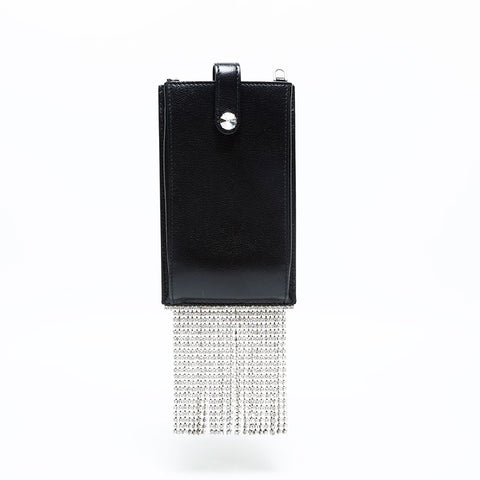 Miu Miu Crystal Leder-Handytasche Umhängetasche schwarz WS23020
