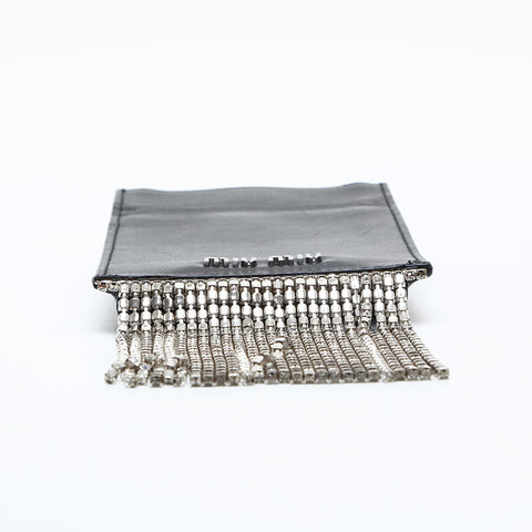 Miu Miu Crystal Leder-Handytasche Umhängetasche schwarz WS23020