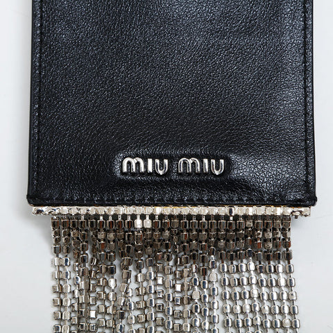 Miu Miu Crystal Leder-Handytasche Umhängetasche schwarz WS23020