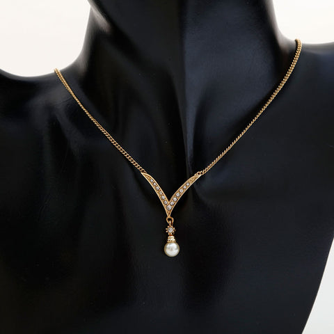 Christian Dior Rhinestone Necklace gold WS23024