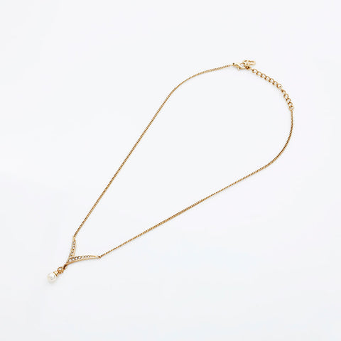 Christian Dior Rhinestone Necklace gold WS23024