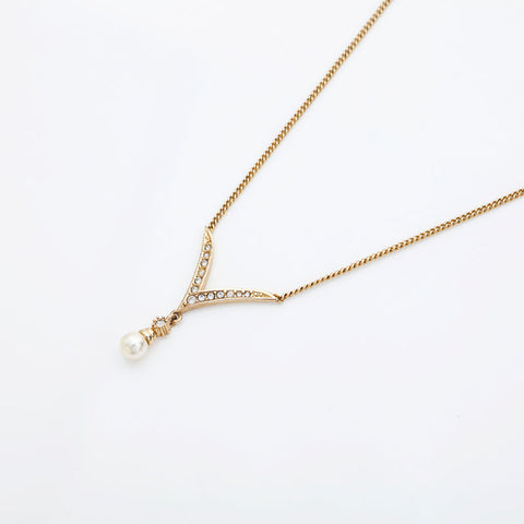 Christian Dior Rhinestone Necklace gold WS23024