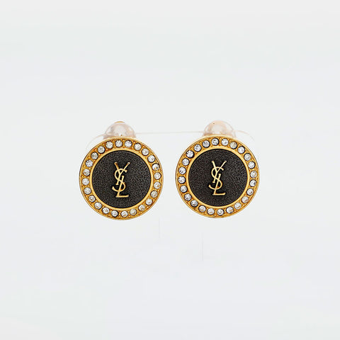 YVES SAINT LAURENT Logo rhinestone Earring gold WS23033