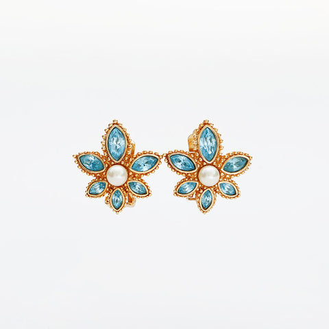 Christian Dior flower rhinestone Earring gold WS23034