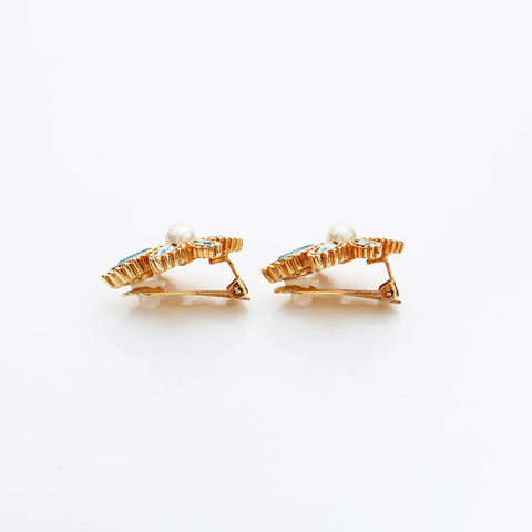 Christian Dior flower rhinestone Earring gold WS23034