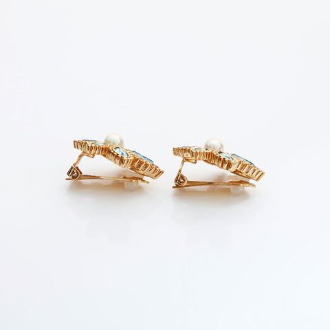 Christian Dior flower rhinestone Earring gold WS23034