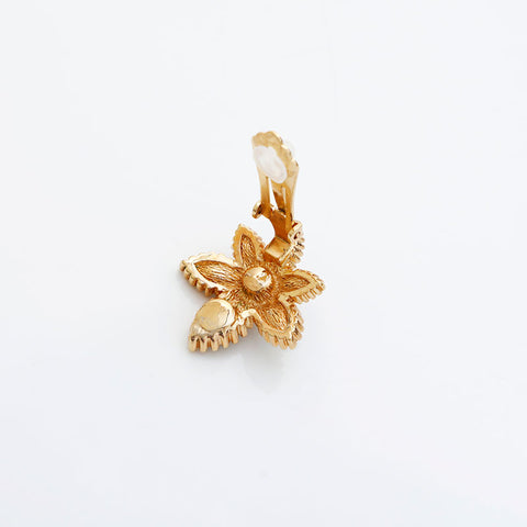 Christian Dior flower rhinestone Earring gold WS23034