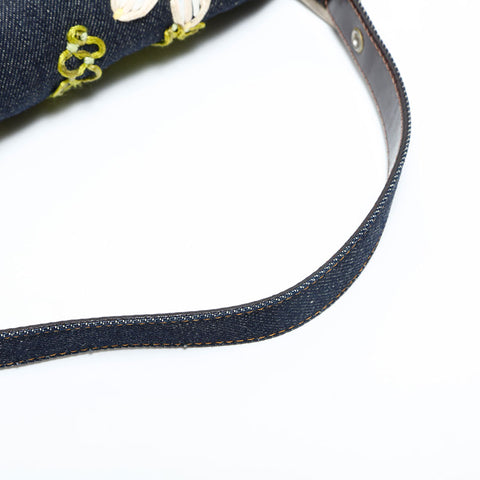 FENDI Denim flower embroidered Mamma Bucket Handbag Navy WS23040