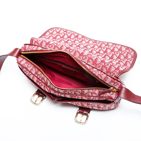 Christian Dior Canvas Trotter Shoulder Bag Red WS23041