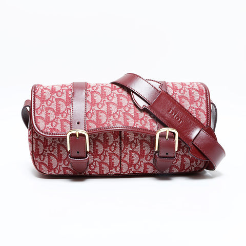 Christian Dior Canvas Trotter Shoulder Bag Red WS23041