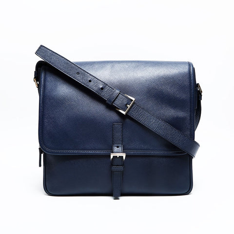 PRADA Saffiano leather messenger bag Shoulder Bag Navy WS23044