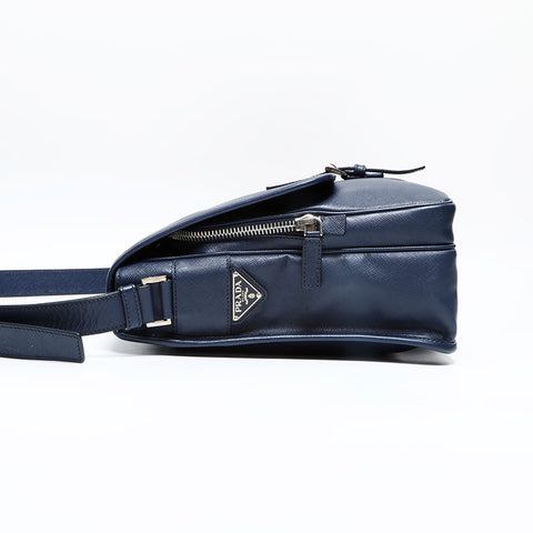 PRADA Saffiano leather messenger bag Shoulder Bag Navy WS23044