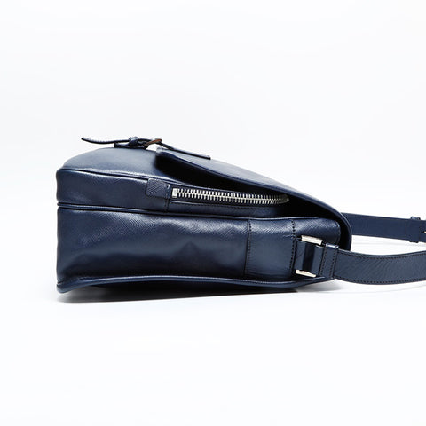PRADA Saffiano leather messenger bag Shoulder Bag Navy WS23044