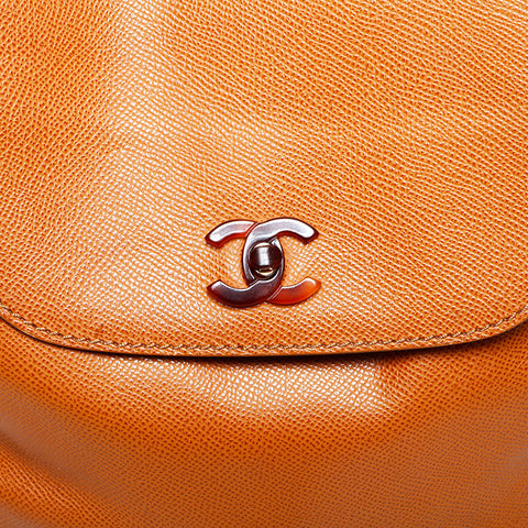 CHANEL No. 5 1997-1999 Caviar Skin Turnlock Backpack  Daypack Brown WS23047