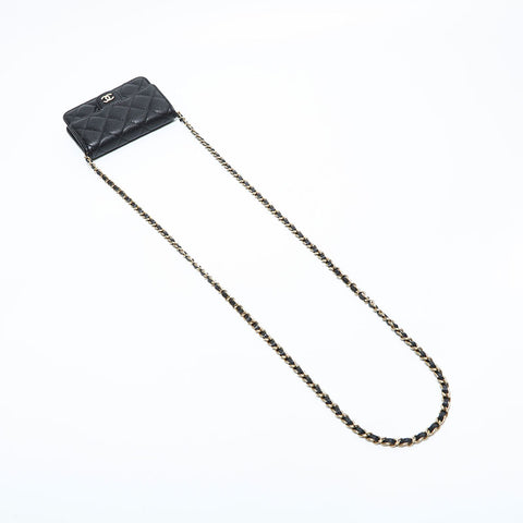 CHANEL No. 31 2021-2022 Caviar Skin Mini Pouch Matelasse Shoulder Bag black WS23048