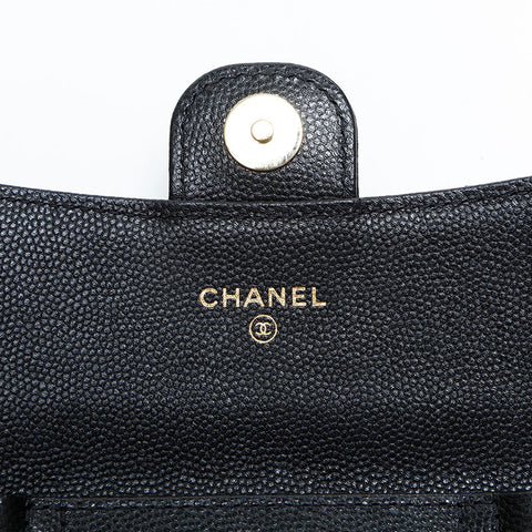 CHANEL No. 31 2021-2022 Caviar Skin Mini Pouch Matelasse Shoulder Bag black WS23048
