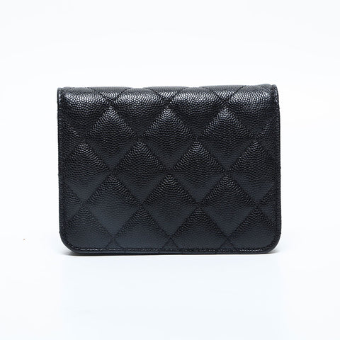 CHANEL No. 31 2021-2022 Caviar Skin Mini Pouch Matelasse Shoulder Bag black WS23048