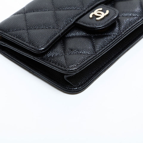 CHANEL No. 31 2021-2022 Caviar Skin Mini Pouch Matelasse Shoulder Bag black WS23048
