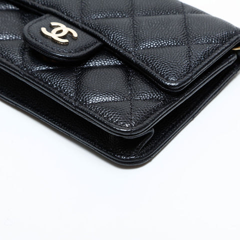 CHANEL No. 31 2021-2022 Caviar Skin Mini Pouch Matelasse Shoulder Bag black WS23048