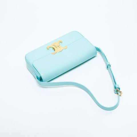 CELINE Cloud Leather Triomphe Shoulder Bag blue WS23049