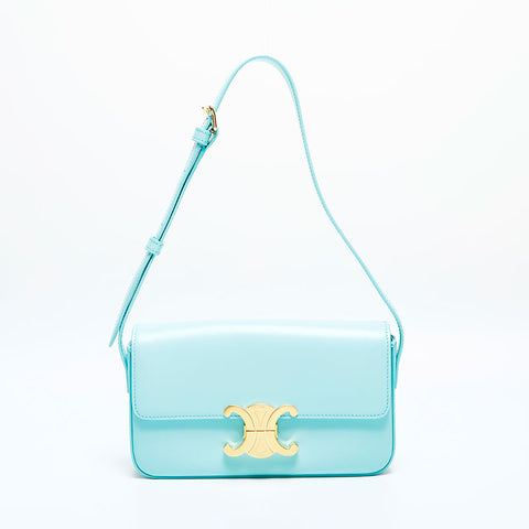 CELINE Cloud Leather Triomphe Shoulder Bag blue WS23049