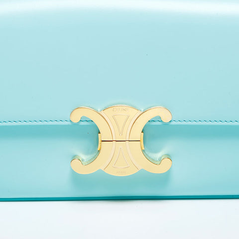 CELINE Cloud Leather Triomphe Shoulder Bag blue WS23049