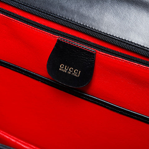 GUCCI Bamboo leather Shoulder Bag black WS23050