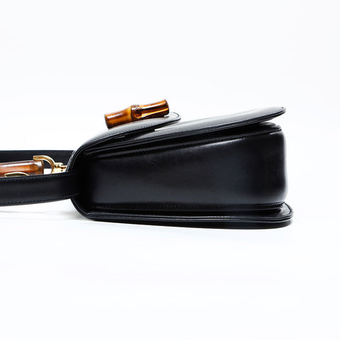 GUCCI Bamboo leather Shoulder Bag black WS23050