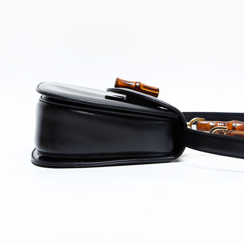 GUCCI Bamboo leather Shoulder Bag black WS23050