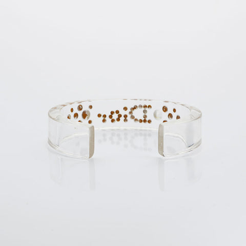 Christian Dior Logo Rhinestone Bangle bracelet clear WS23057