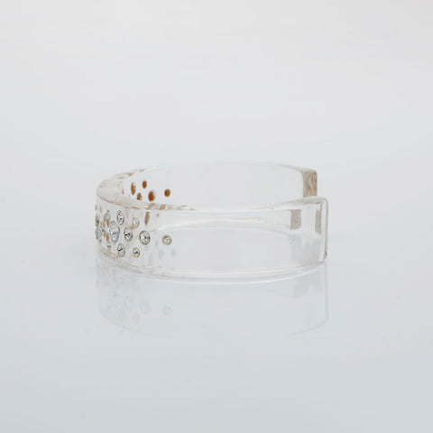 Christian Dior Logo Rhinestone Bangle bracelet clear WS23057