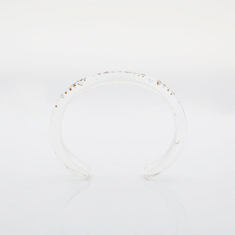 Christian Dior Logo Rhinestone Bangle bracelet clear WS23057