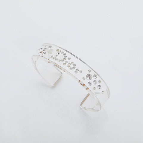 Christian Dior Logo Rhinestone Bangle bracelet clear WS23057