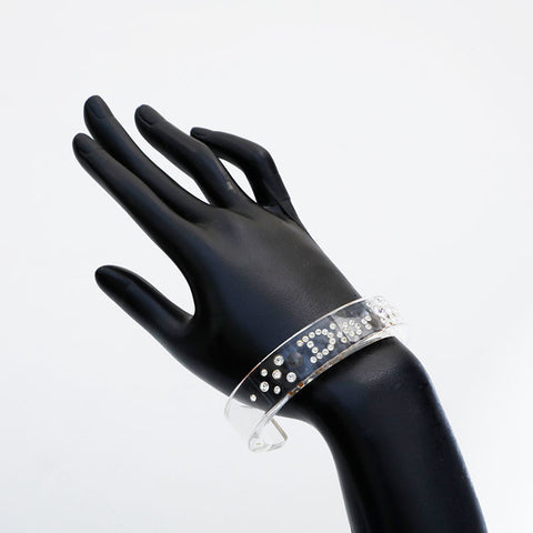 Christian Dior Logo Rhinestone Bangle bracelet clear WS23057
