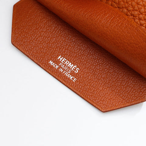 HERMES F engraved 2002 leather clochette Necklace Brown WS23060